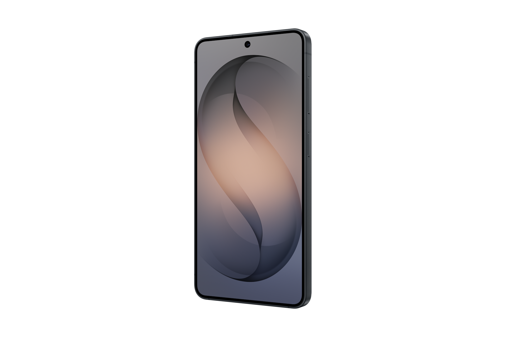 Ciemny smartfon z abstrakcyjną tapetą na ekranie.