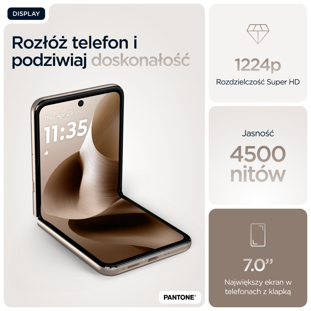 Składany telefon z rozdzielczością 1224p, jasnością 4500 nitów i ekranem 7,0 cala.