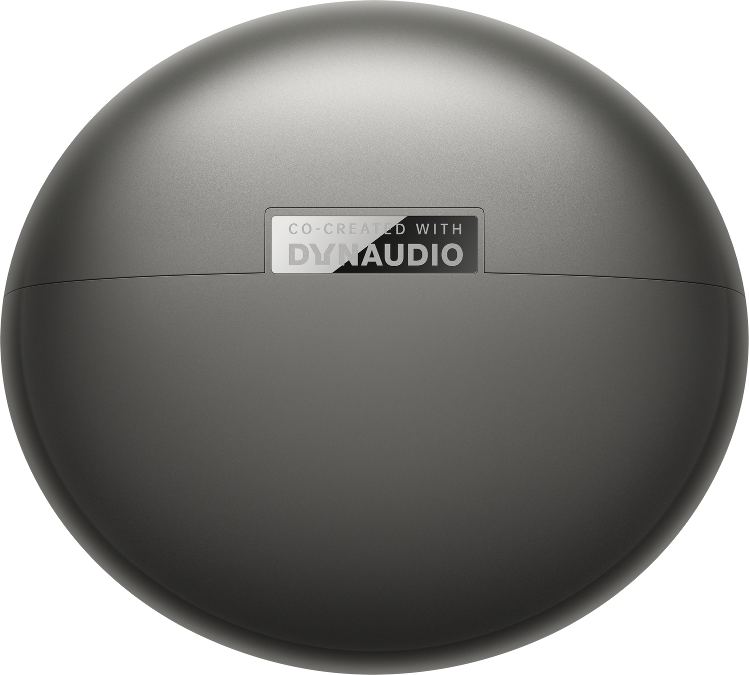 Funda de carga gris para auriculares con estampado Dynaudio.