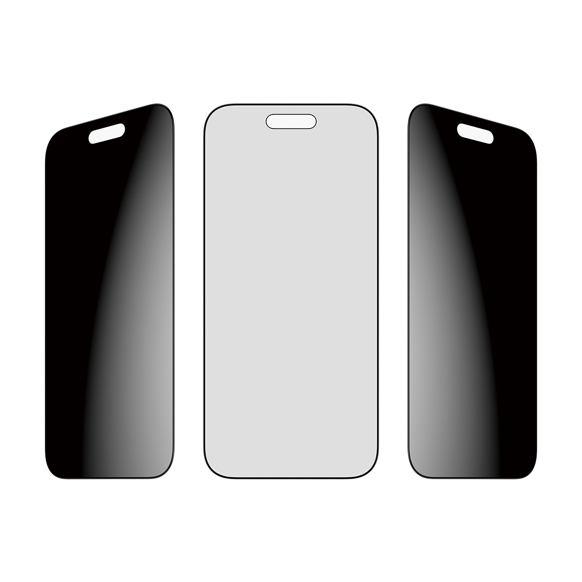 Drei Smartphone-Schutzfolien: zwei schwarze, eine graue.