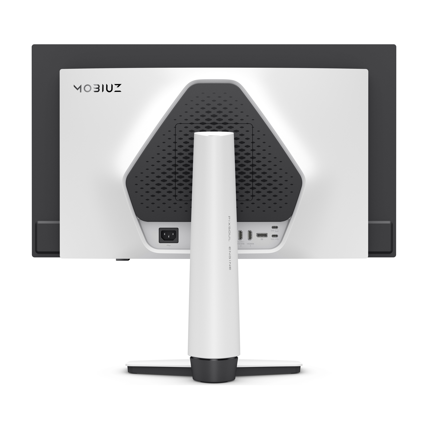 Retro di un monitor con porte e logo.