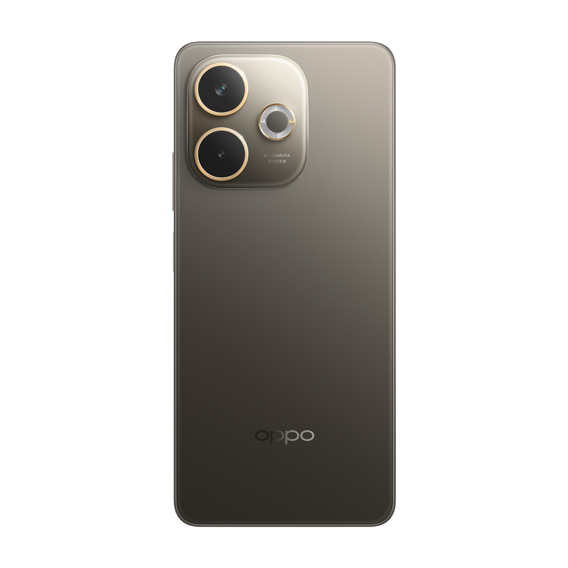 Tył szarego smartfona z potrójnym systemem aparatów i logo OPPO.