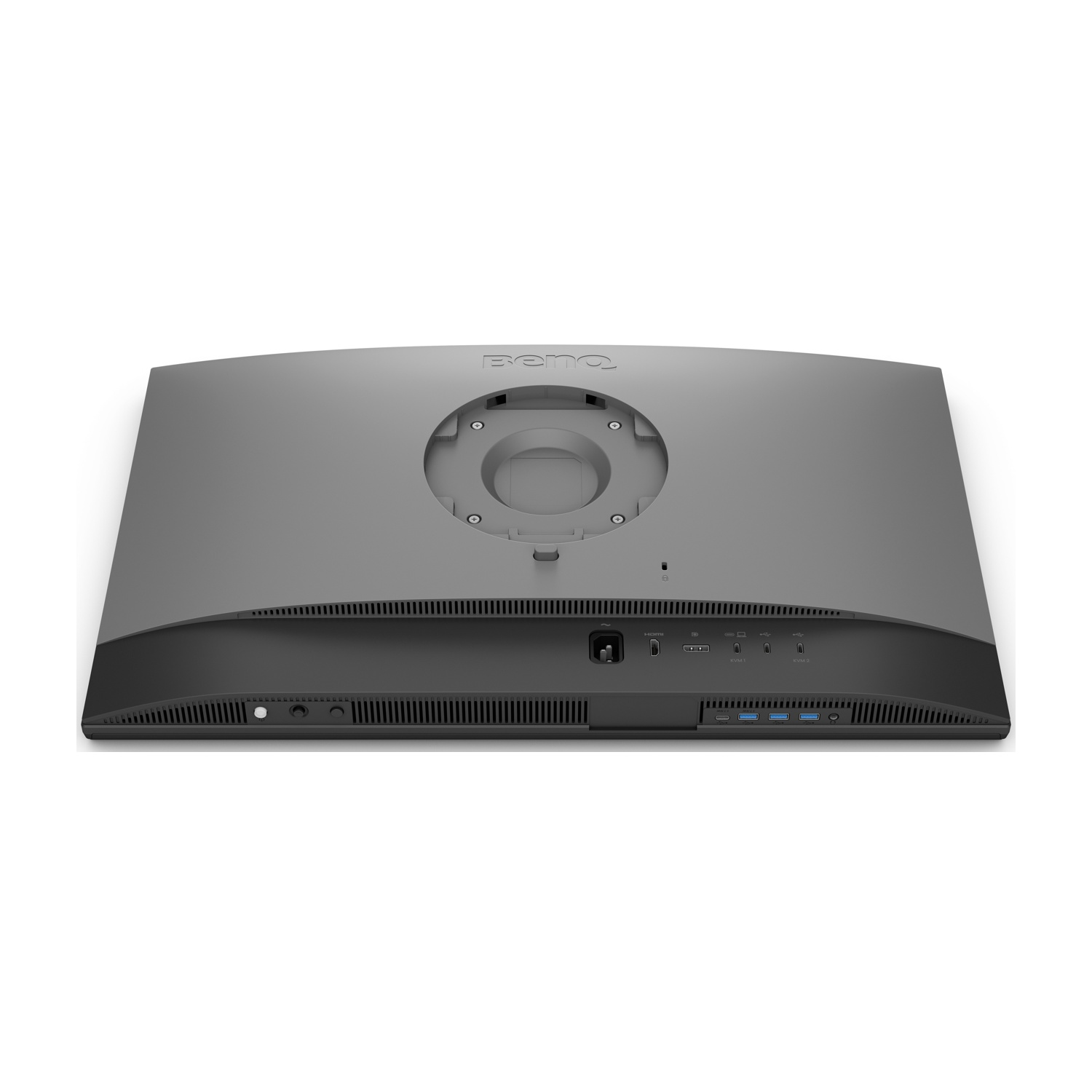 Il retro di un monitor con porte come HDMI, USB-C e USB-A.