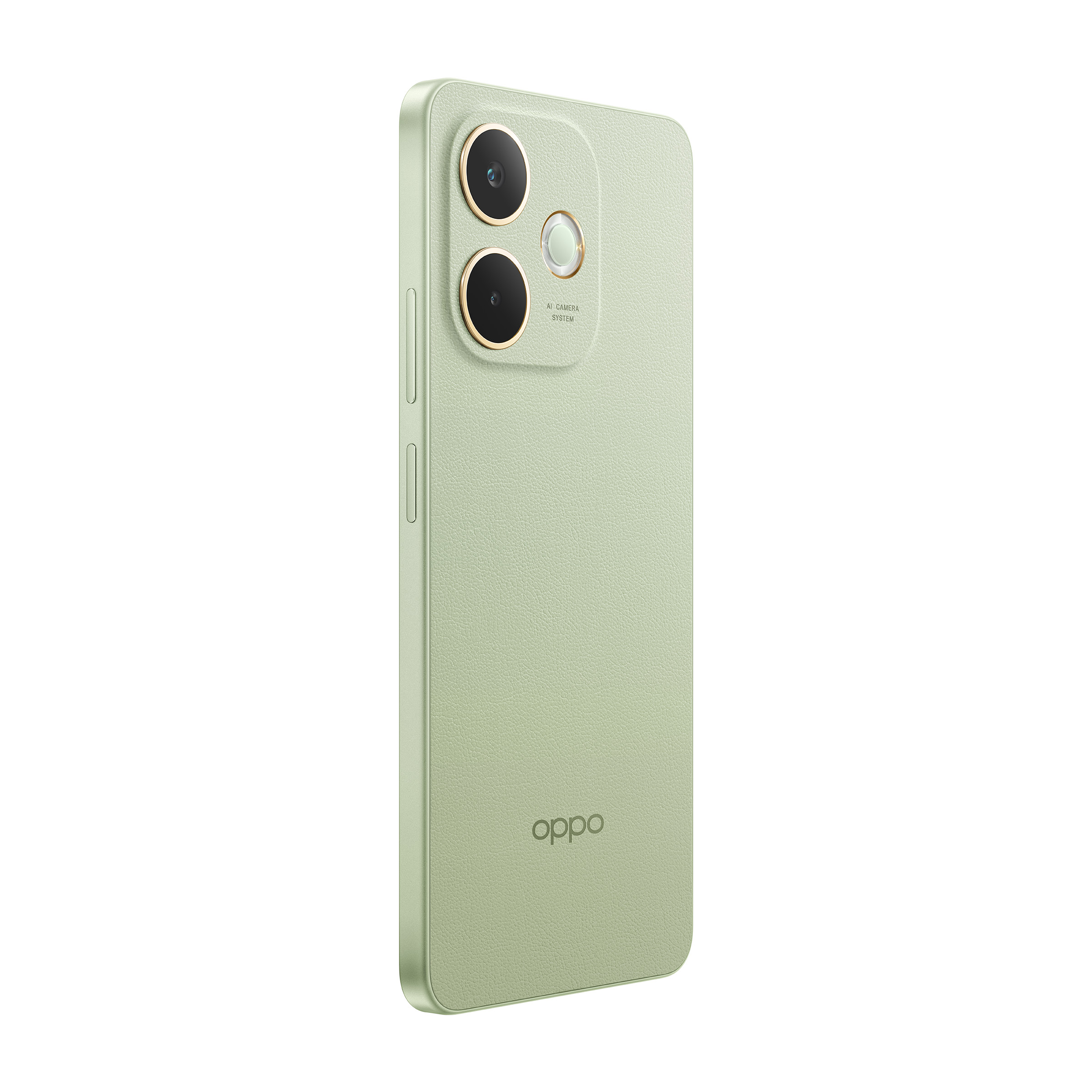 Tył jasnosielonego smartfona z trzema aparatami i logo OPPO.