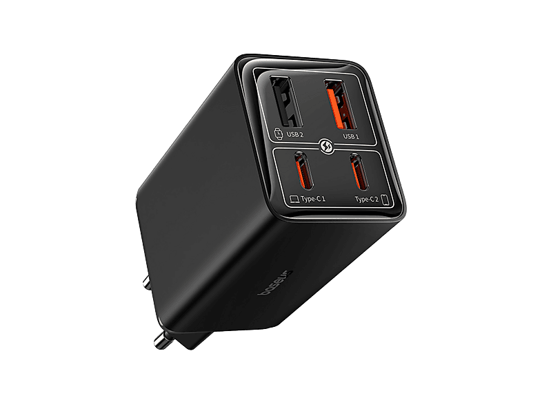 Cargador para portátil - Baseus GaN6 Pro, Universal, 2x USB-A, USB-C, 65W, Con cable 100W, Negro