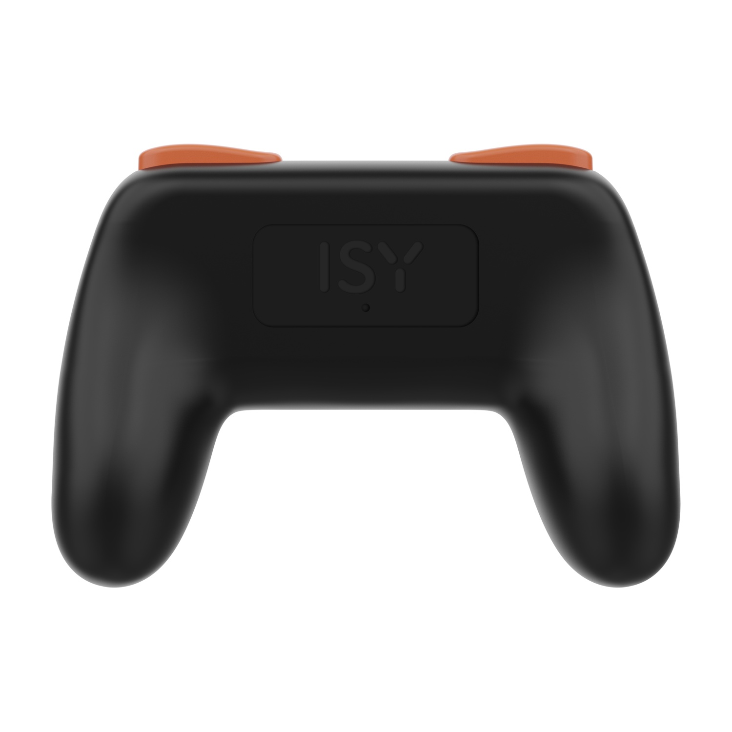 Controller nero con due pulsanti arancioni in alto e il logo ISY.
