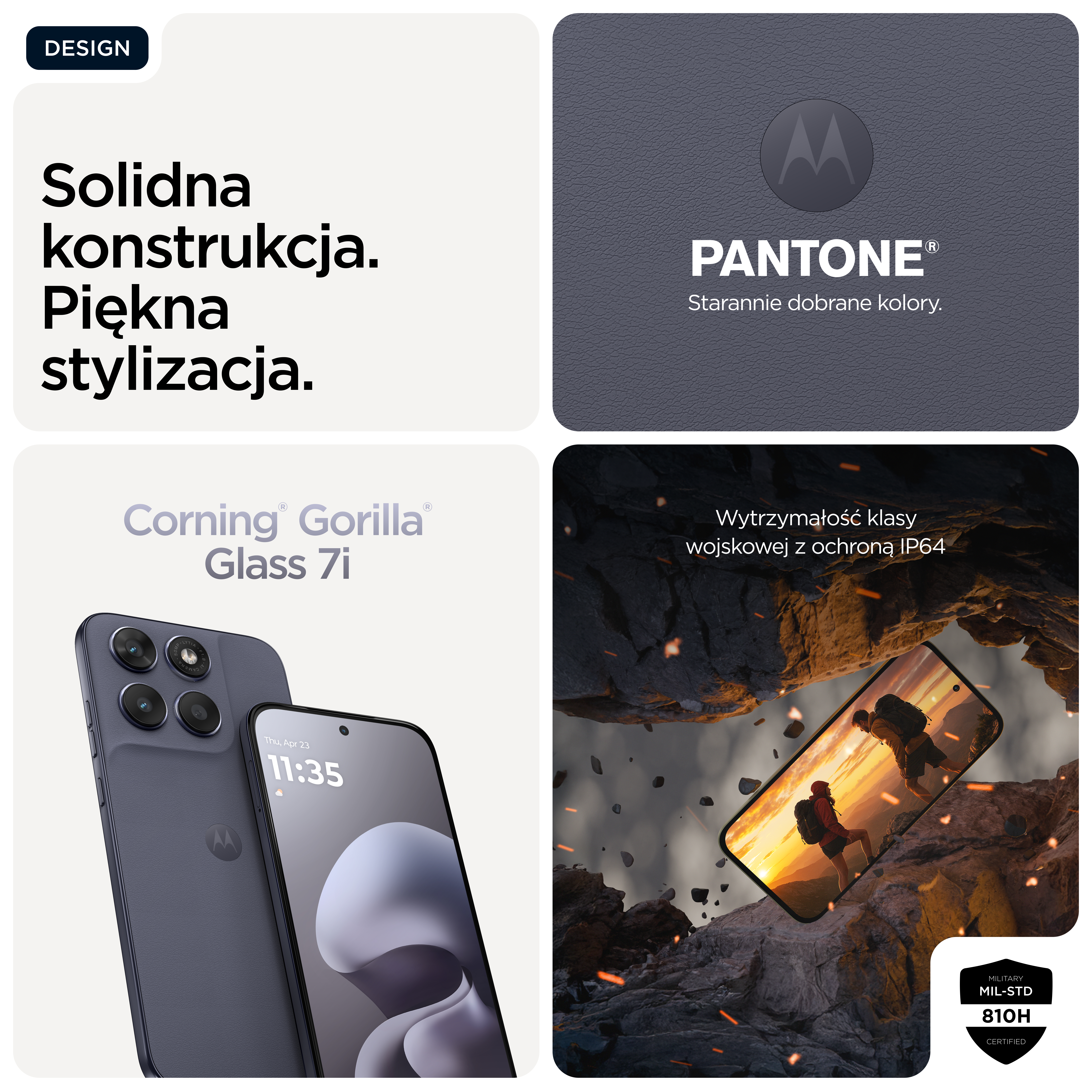 Telefon Motorola z Corning Gorilla Glass 7i i MIL-STD 810H.