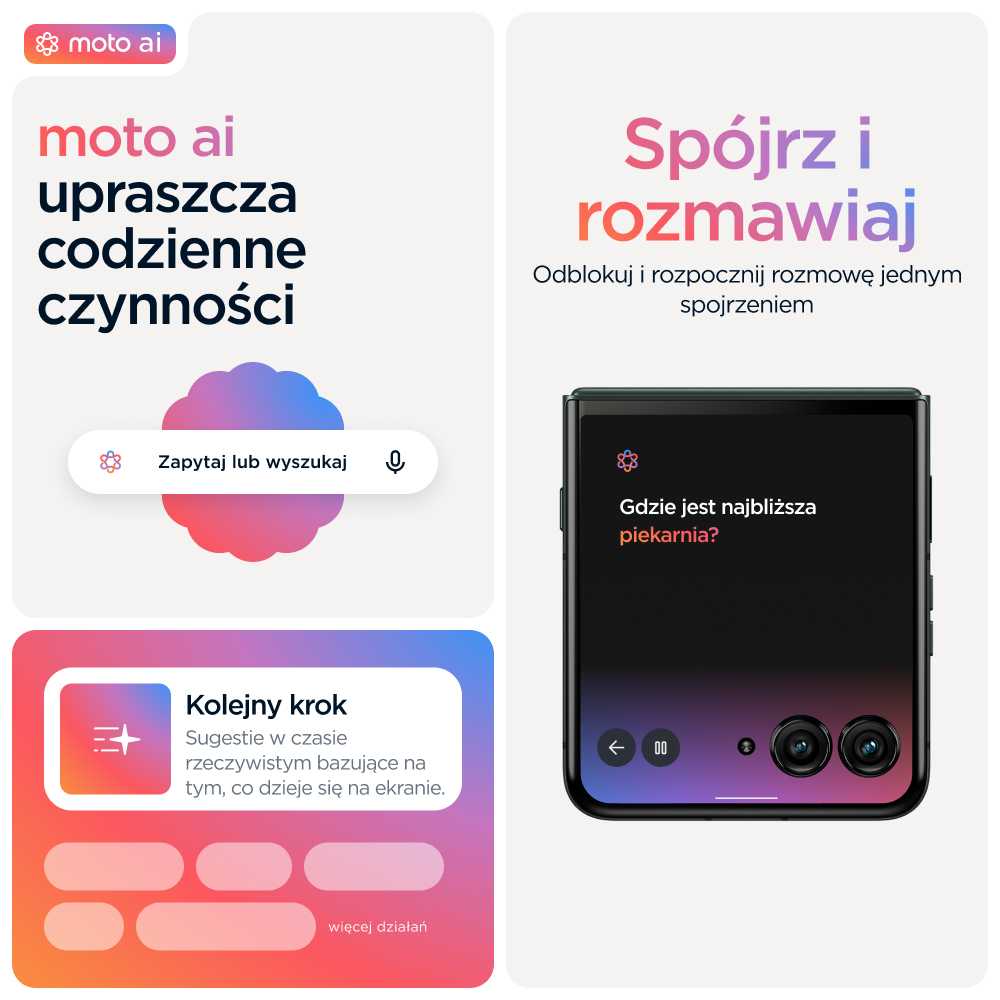 Moto AI ułatwia codzienne czynności. Spójrz i rozmawiaj. Gdzie jest najbliższa piekarnia?