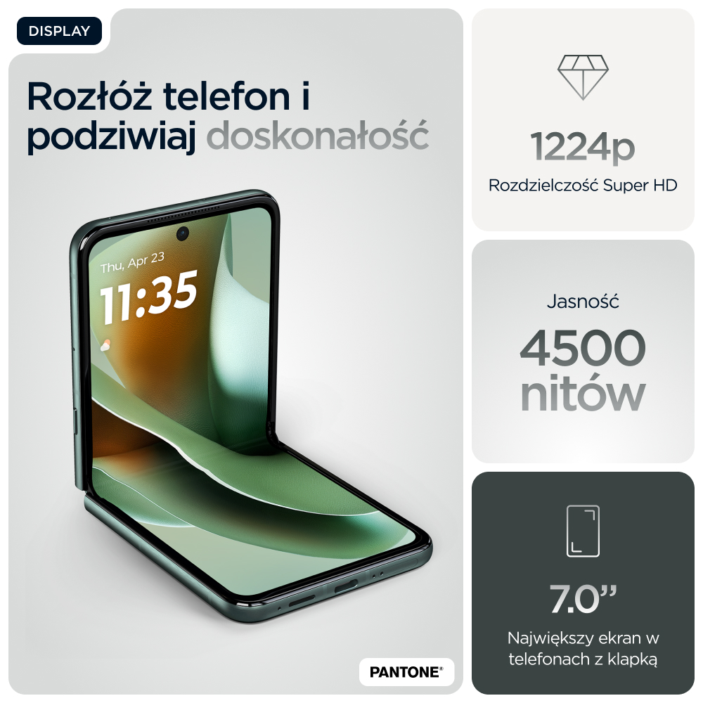 Składany telefon z ekranem 7,0", rozdzielczością 1224p i jasnością 4500 nitów.