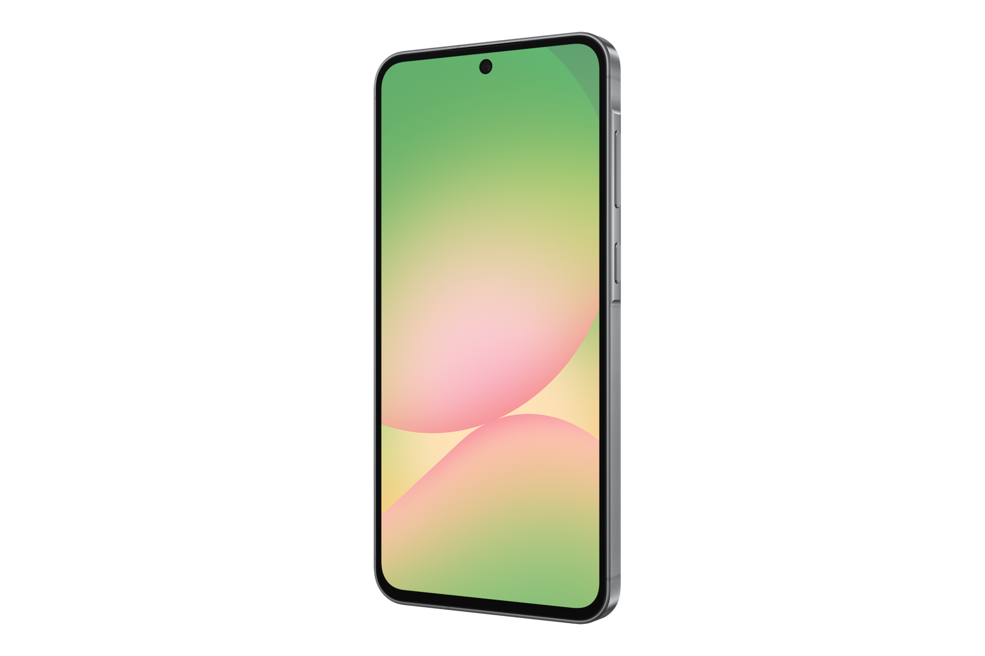 Smartfon wyświetlający gradient od zielonego do różowego na ekranie.