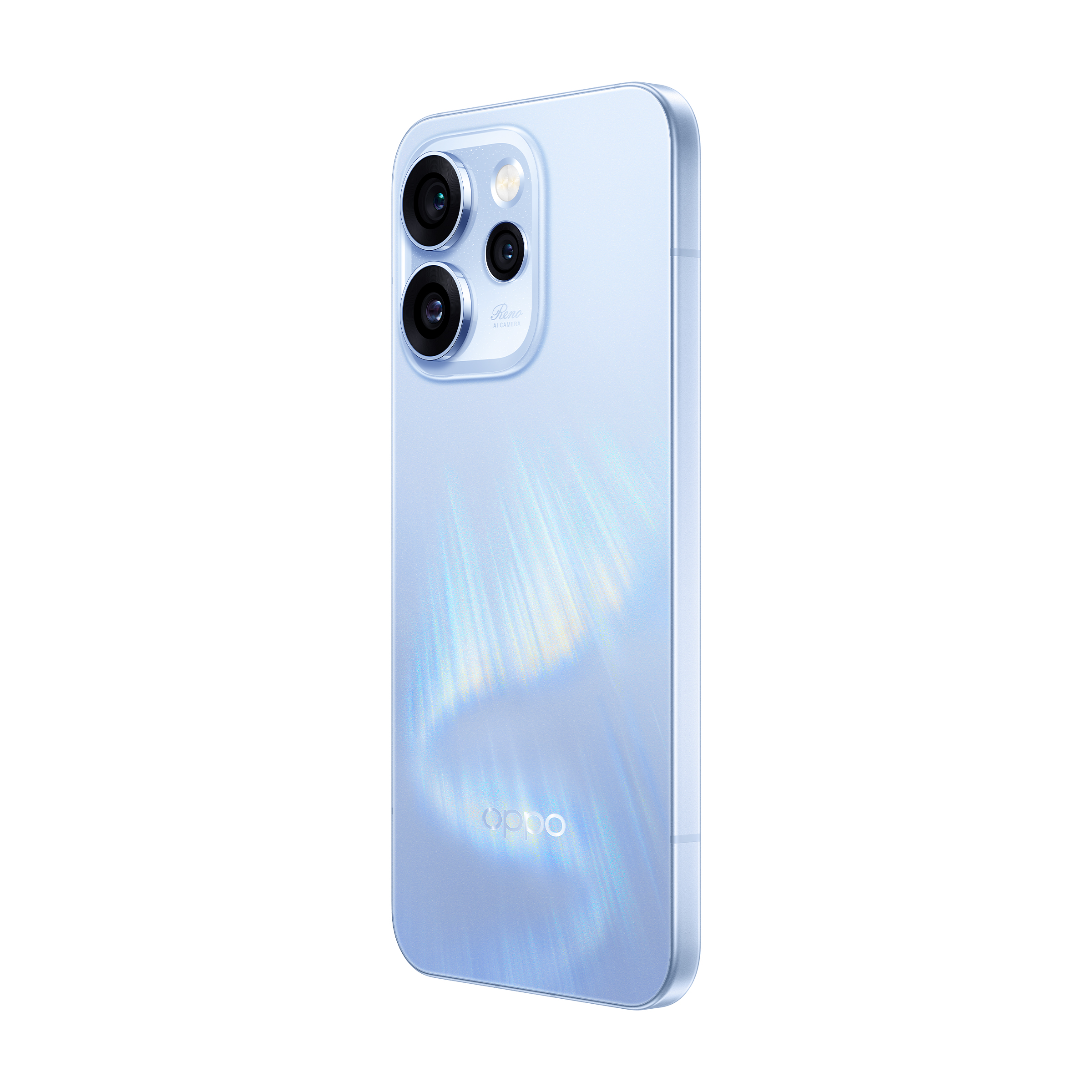 Jasnoniebieski smartfon z modułem aparatu z tyłu.