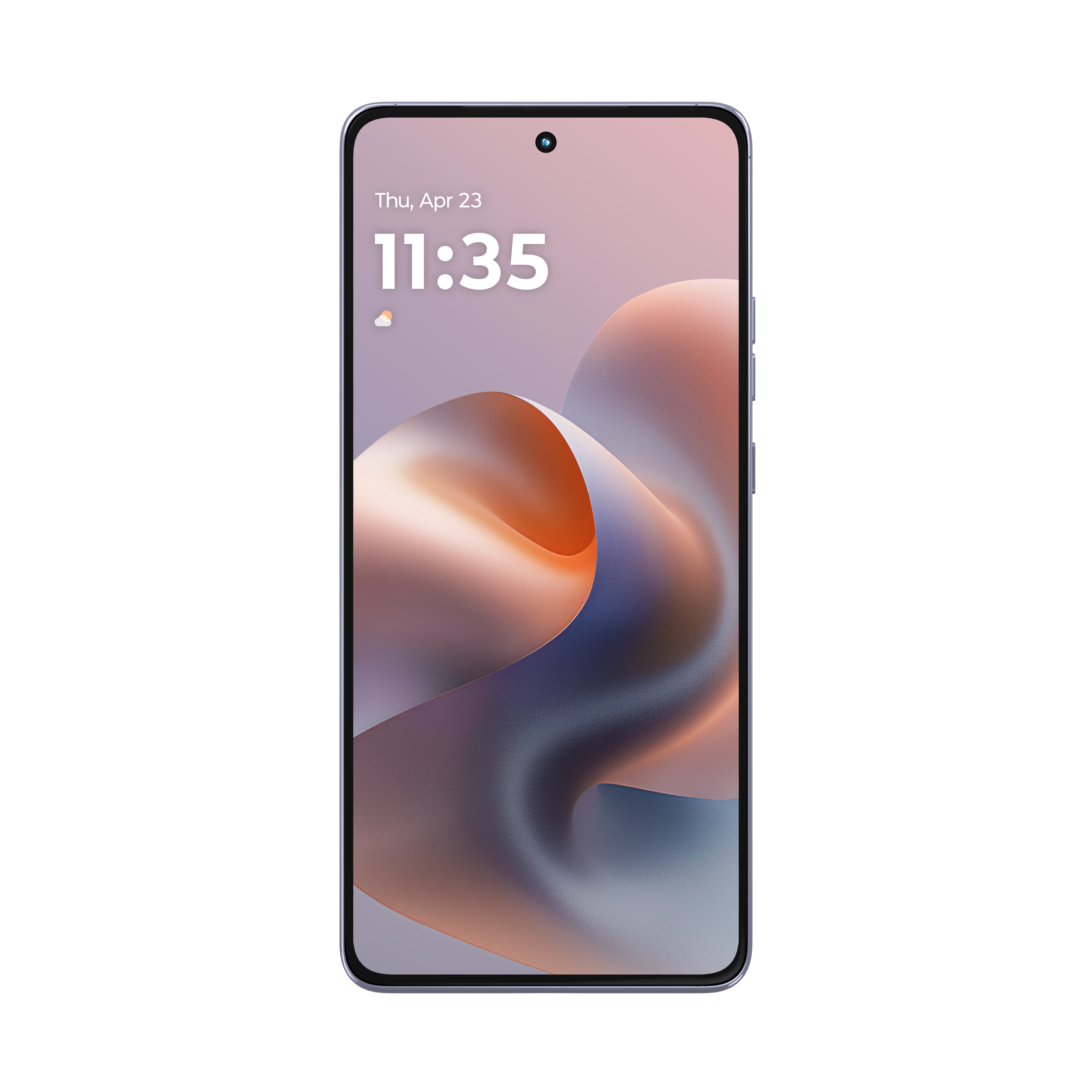 Smartfon wyświetla godzinę 11:35 i abstrakcyjną tapetę w pastelowych kolorach.