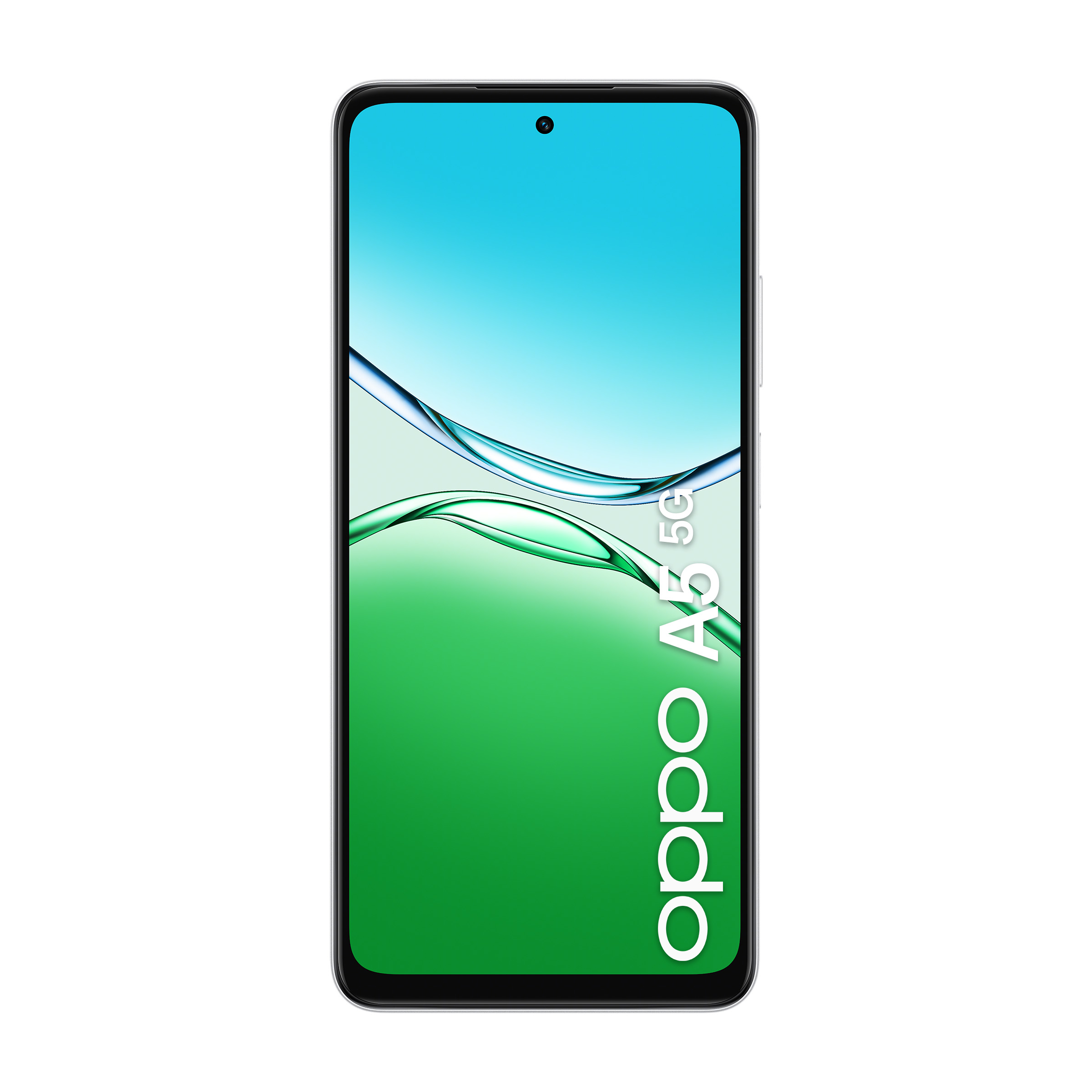 Smartfon z niebiesko-zielonym tłem, tekst 