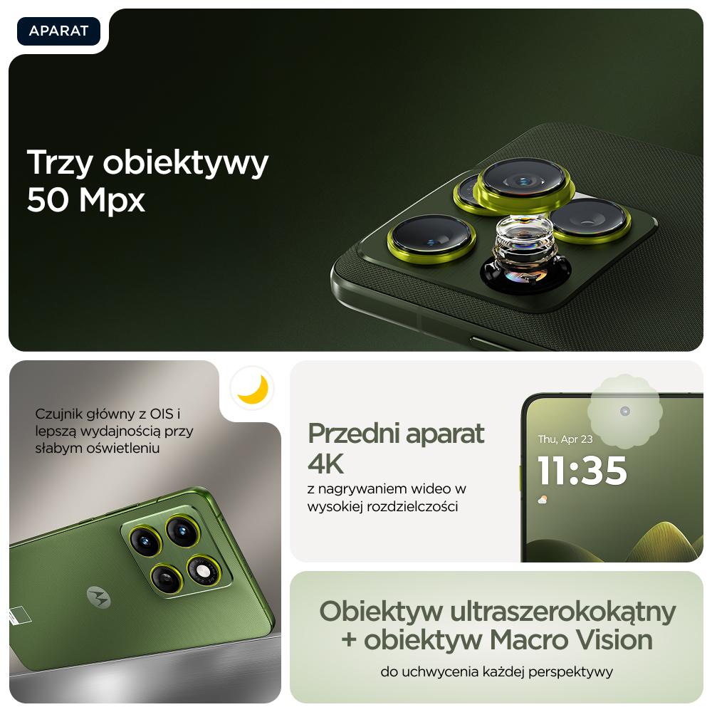 Trzy aparaty 50 MP, sensor główny z OIS i obiektyw Macro Vision.