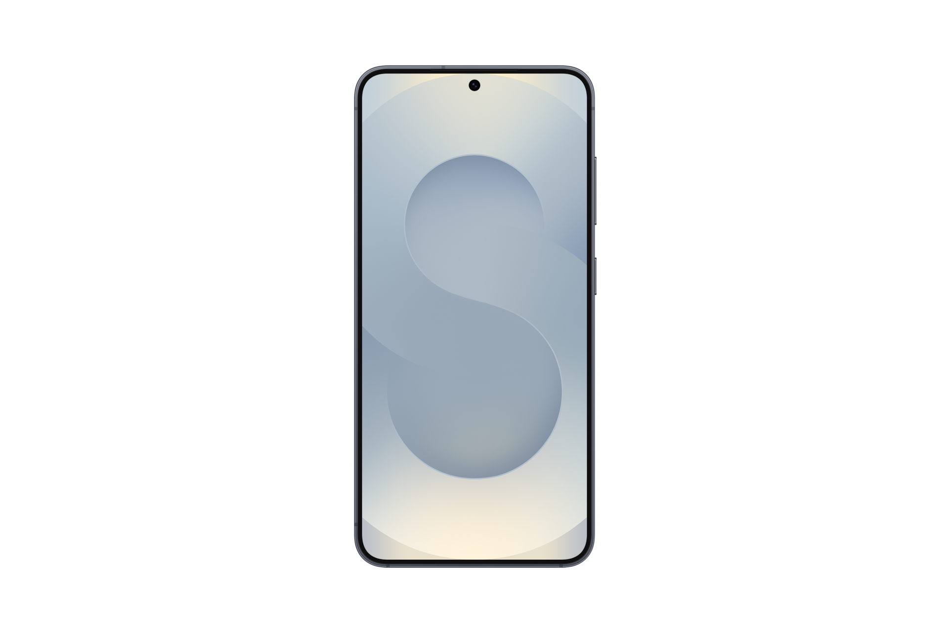 Smartfon wyświetlający abstrakcyjną, szarobłękitną tapetę na ekranie.