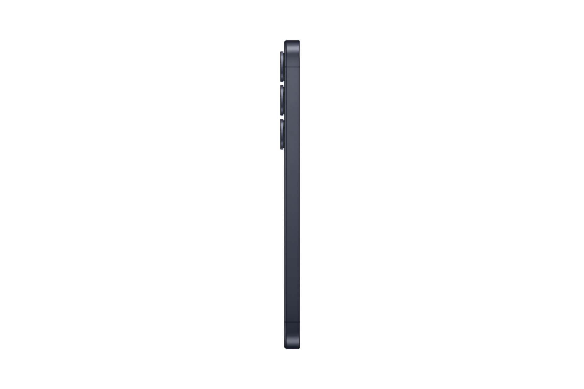Ciemnoszary smartfon w profilu, widoczne aparaty z tyłu.