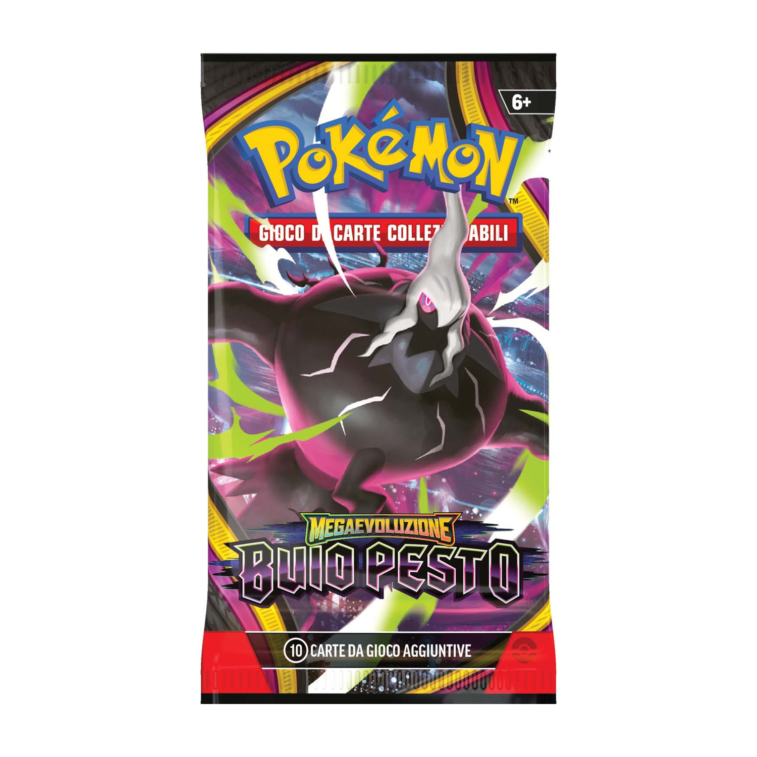 Confezione di carte Pokémon "Buio Pesto" con un Pokémon oscuro.