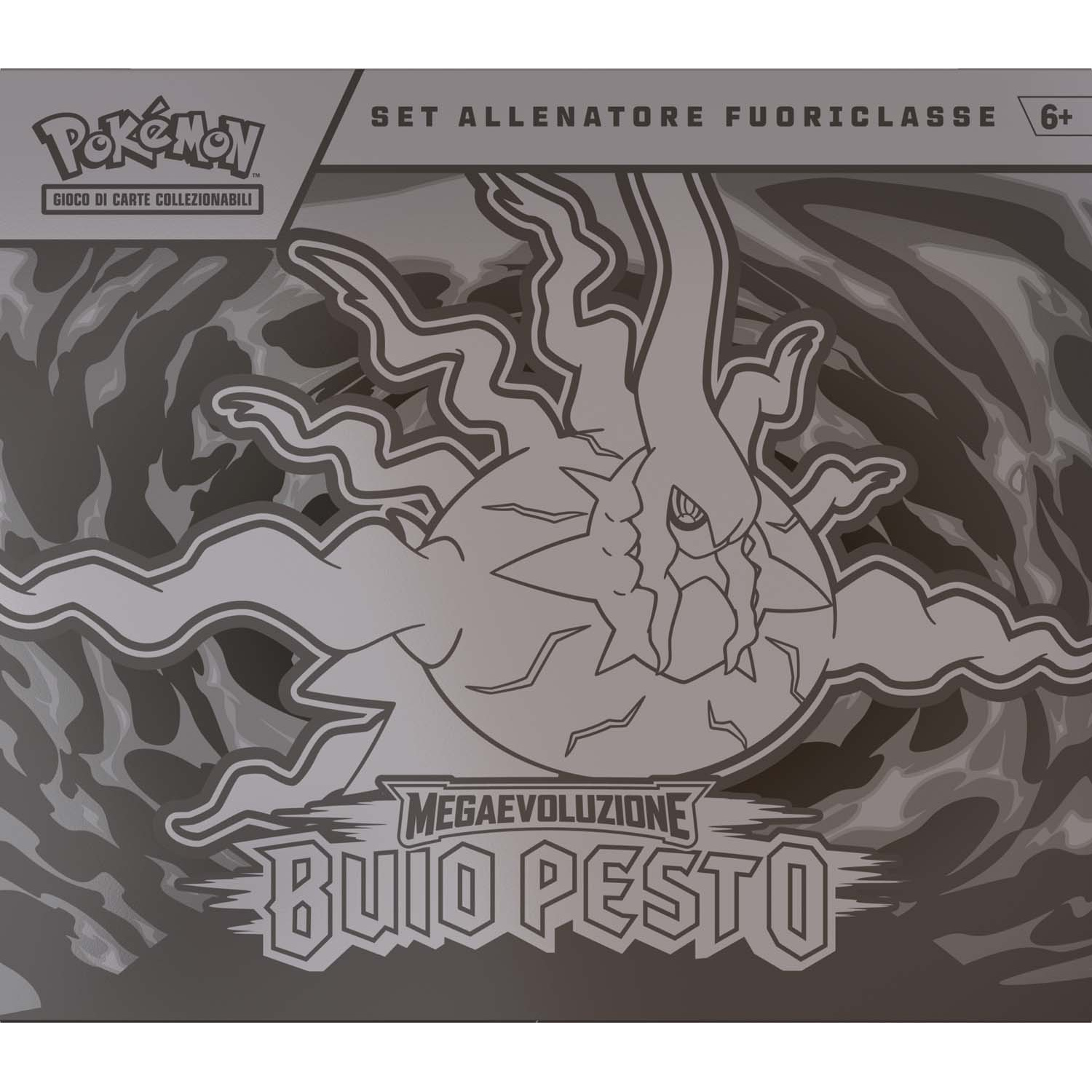 Set Pokémon con sfondo scuro e immagine stilizzata di un mostro.