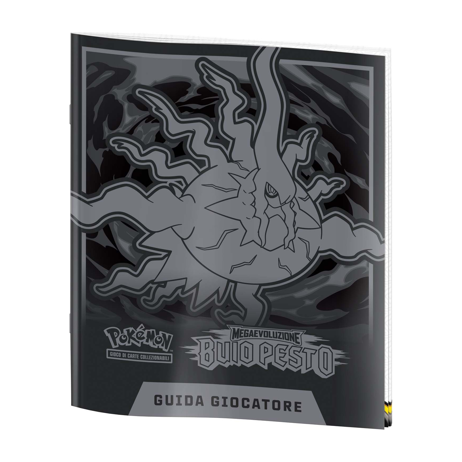 Una guida al gioco di carte collezionabili Pokémon con un Pokémon oscuro sulla copertina.