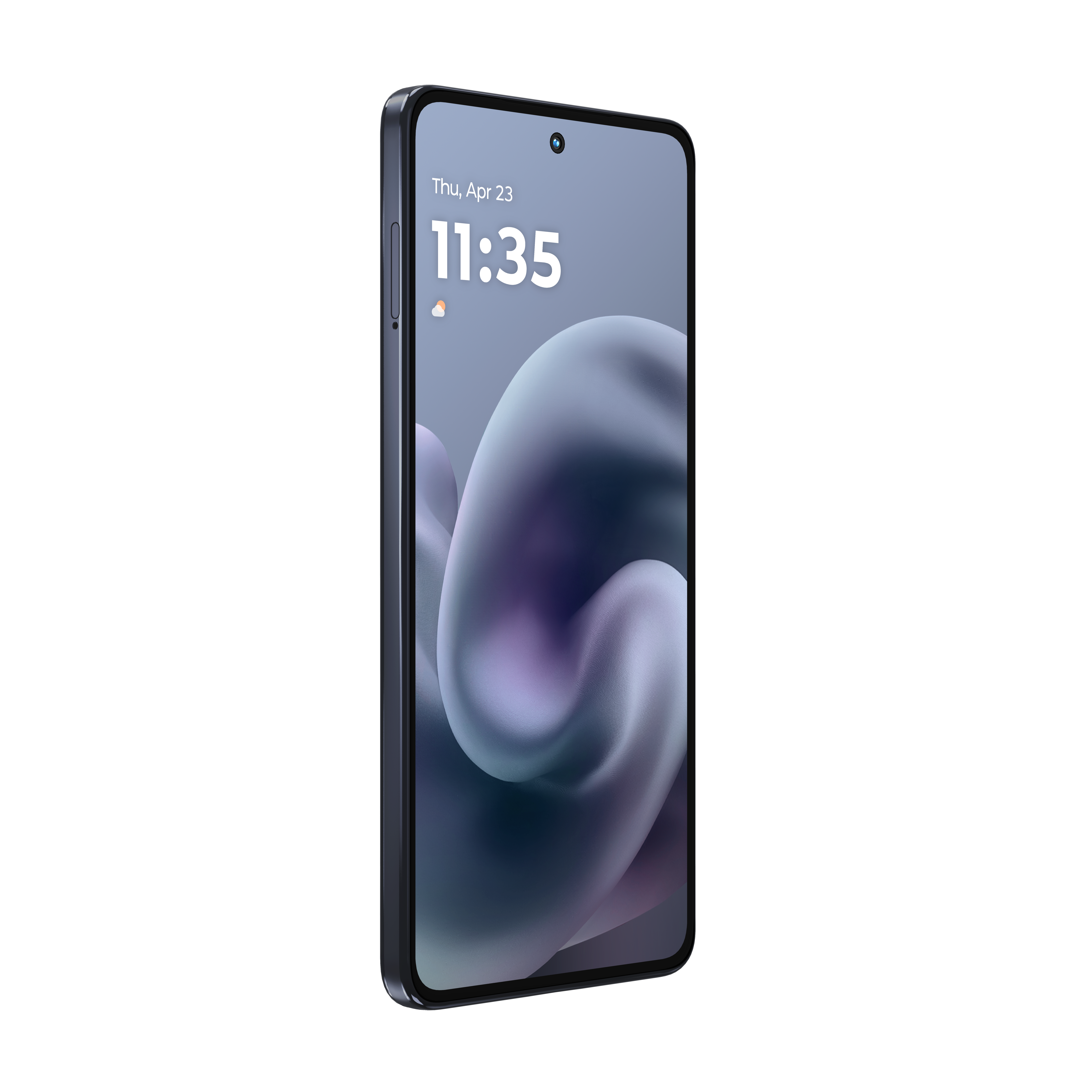Ciemny smartfon wyświetla 11:35 i ikonę chmury.