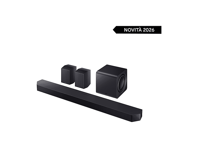 SAMSUNG Soundbar HW-Q990H/XC, Audio 11.1.4 canali, potenza 756W, Active Voice Amplifier Pro, Auto AV Sync, Bluetooth 5.3, Q-Symphony, Wireless Dolby Atmos, 2026