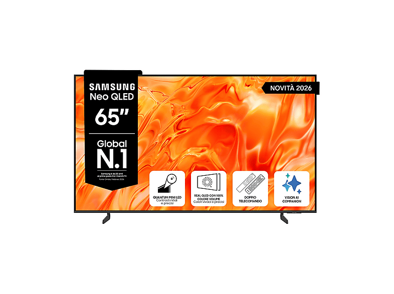SAMSUNG QE65QN70HAUXZT TV MINI LED, SMART TV, 65 '', Mini Processore NQ4 AI Processor, Black, Classe E