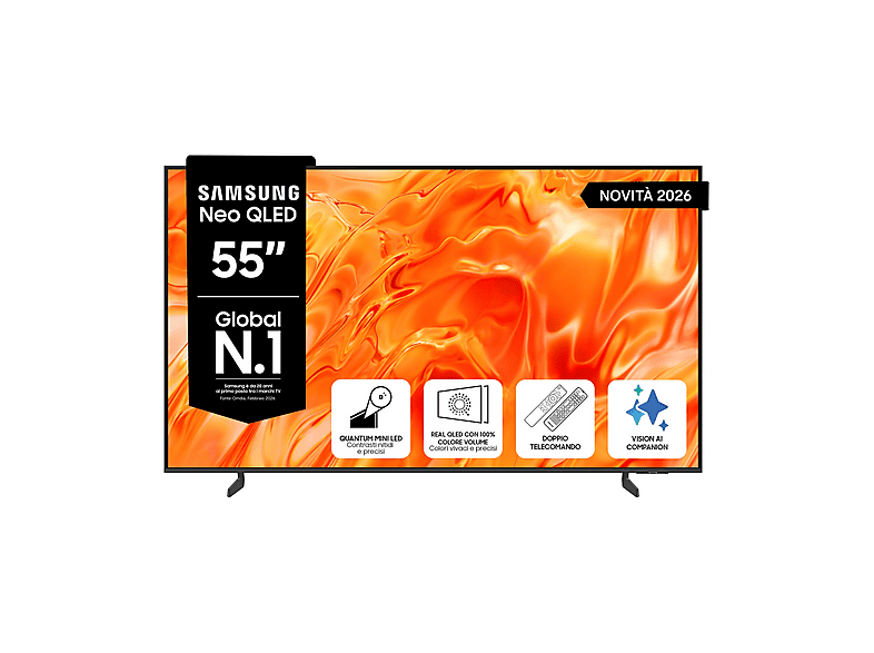 SAMSUNG QE55QN70HAUXZT TV MINI LED, SMART TV, 55 ”, Mini Processore NQ4 AI Processor, Black, Classe E