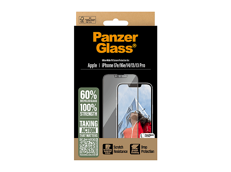 PanzerGlass Screen Protector Ultra-Wide Fit, Displayschutzglas, für Apple iPhone 16e 14 13 13 Pro — Foto 4 von 5
