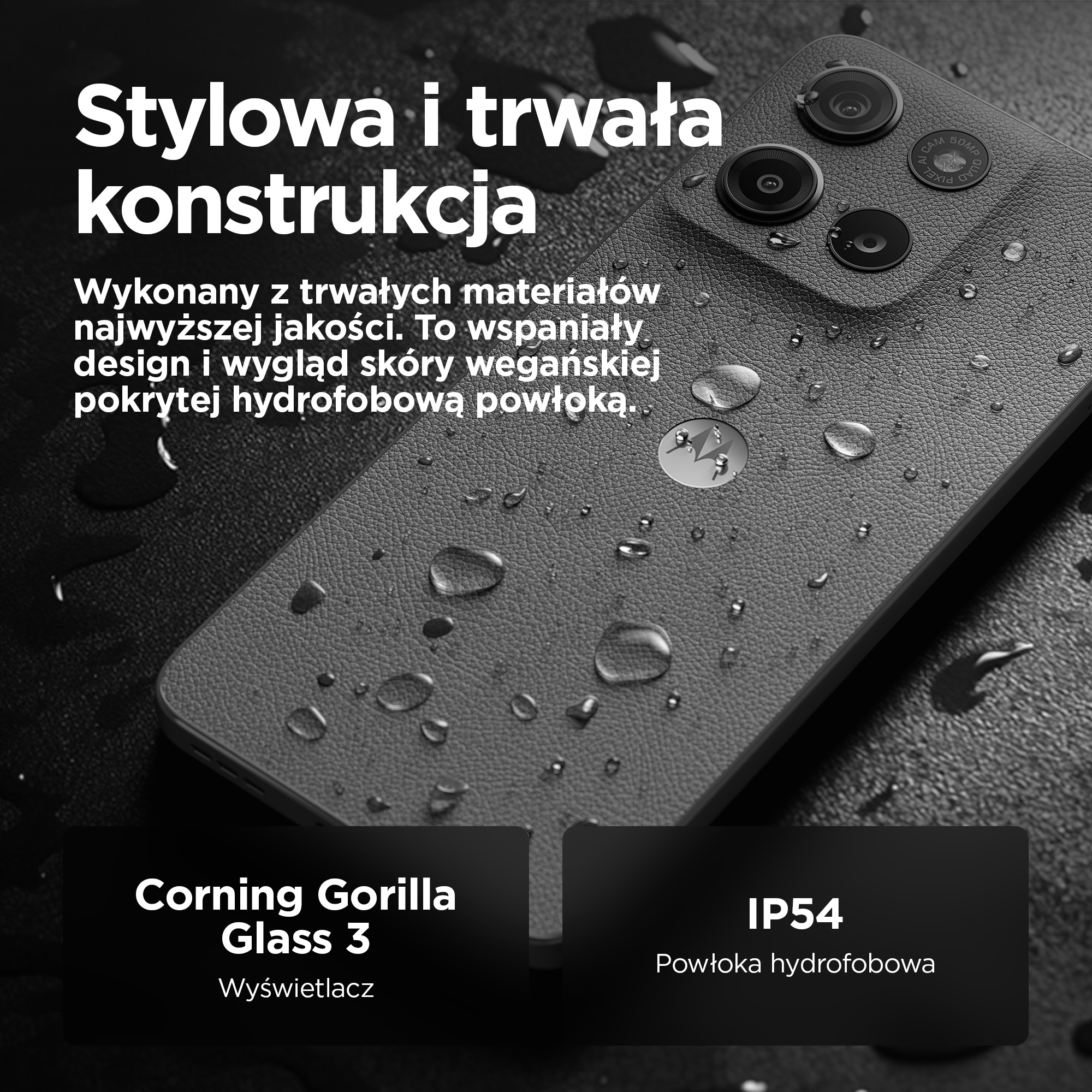 Stylowa i trwała konstrukcja: Smartfon z powłoką hydrofobową.