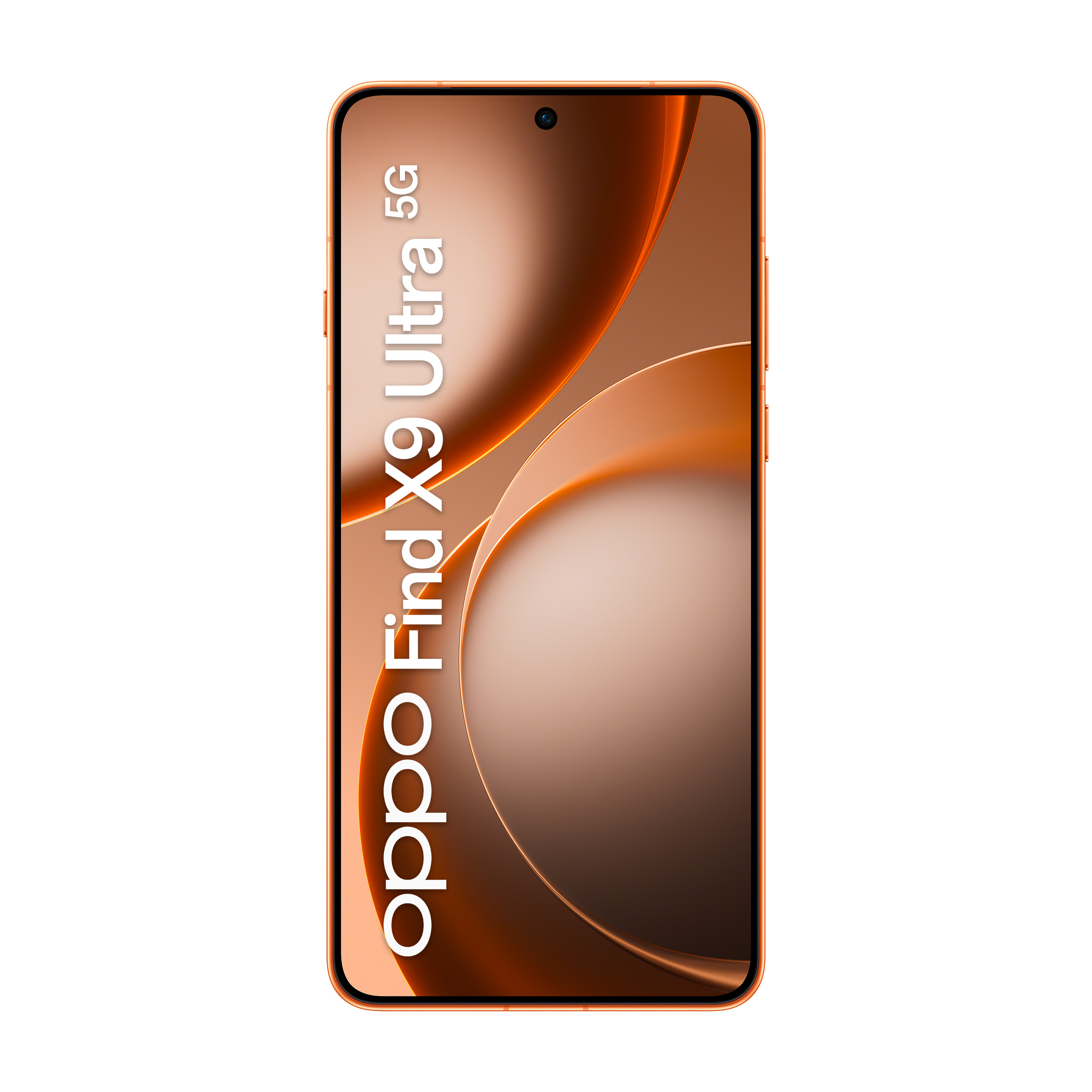 Pomarańczowy smartfon Oppo Find X9 Ultra 5G z projektem ekranu.
