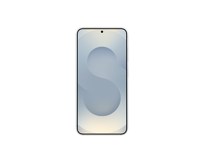Elegancki smartfon z stylizowaną literą S na ekranie.