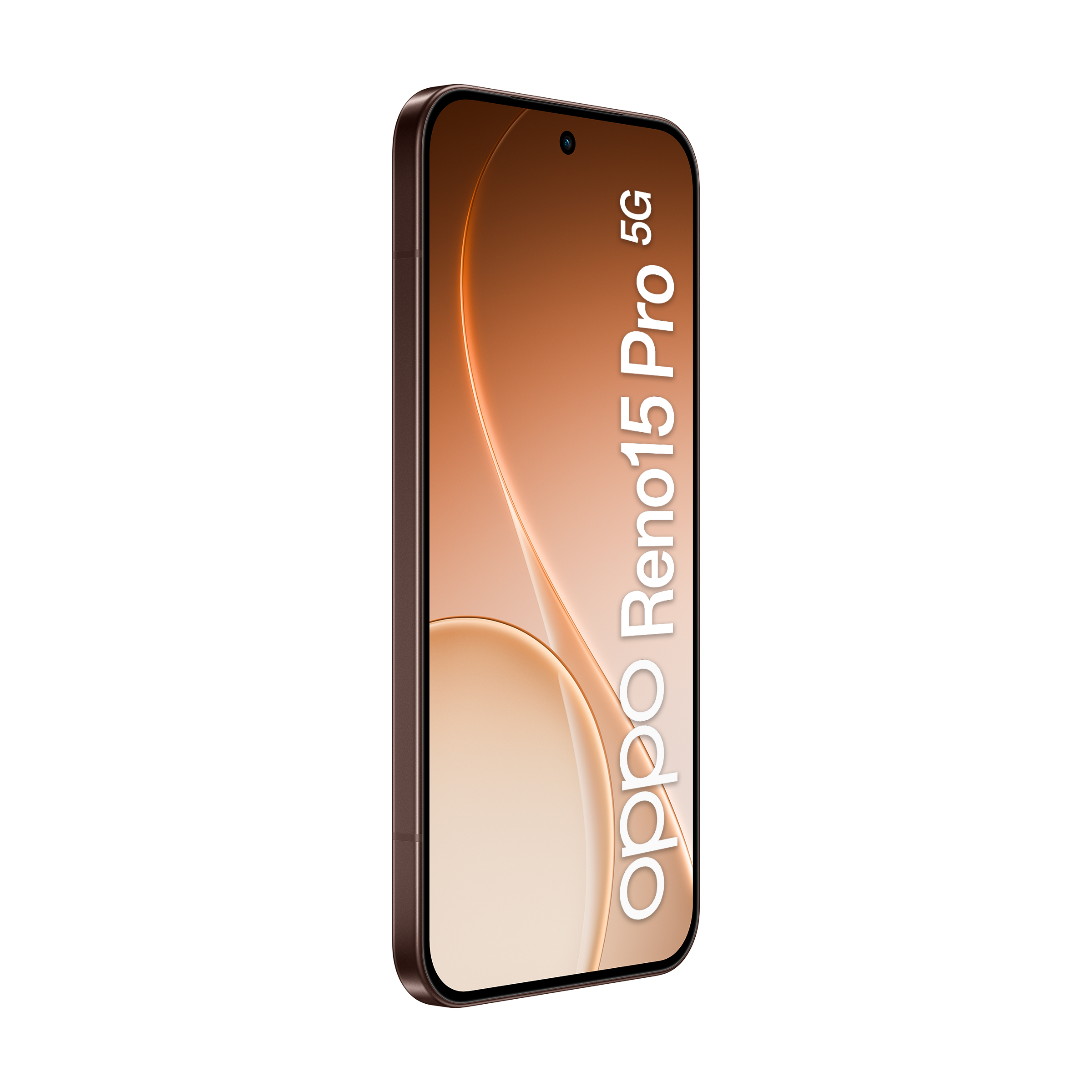 Brązowy smartfon z napisem Oppo Reno15 Pro 5G.