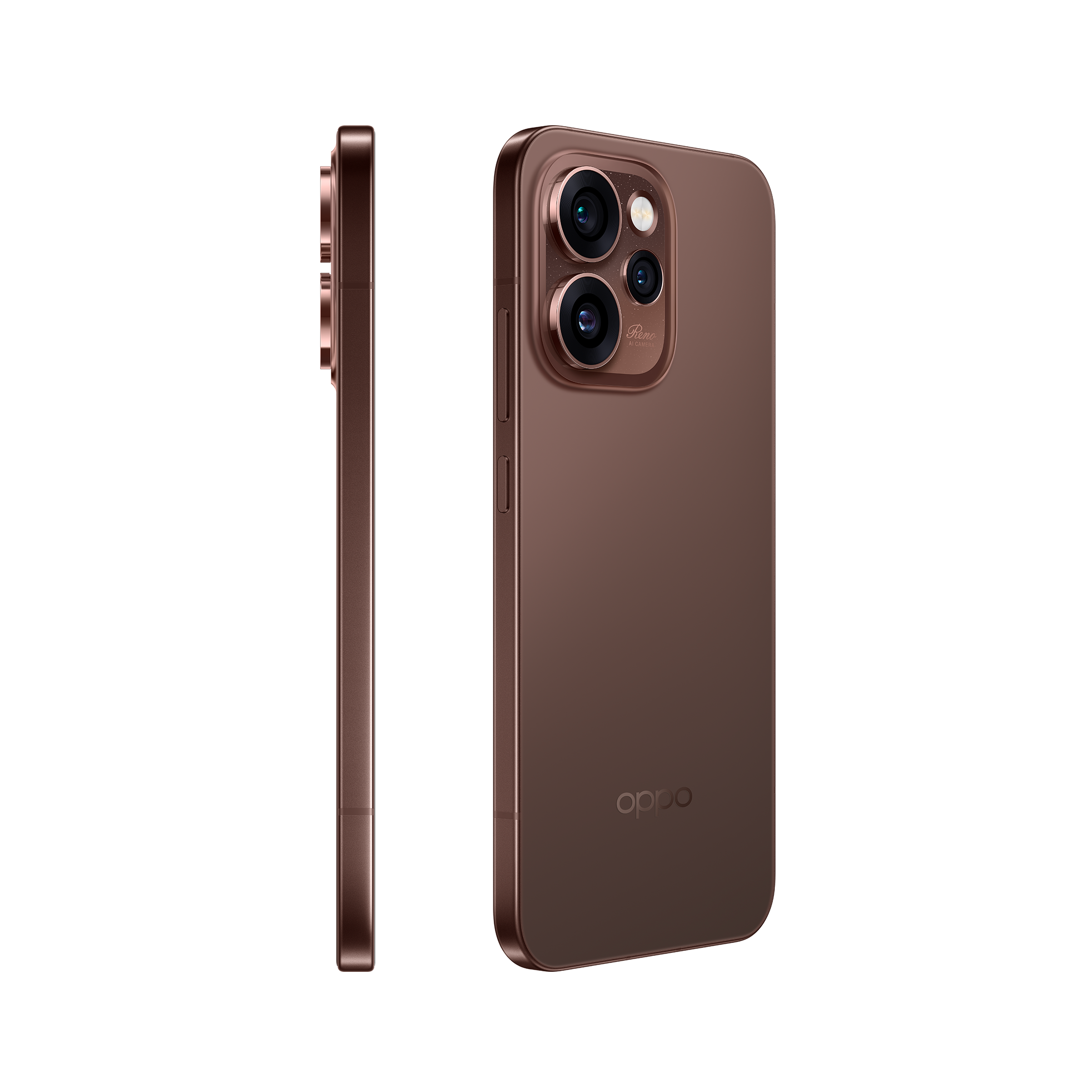 Brązowy smartfon z trzema aparatami z tyłu.