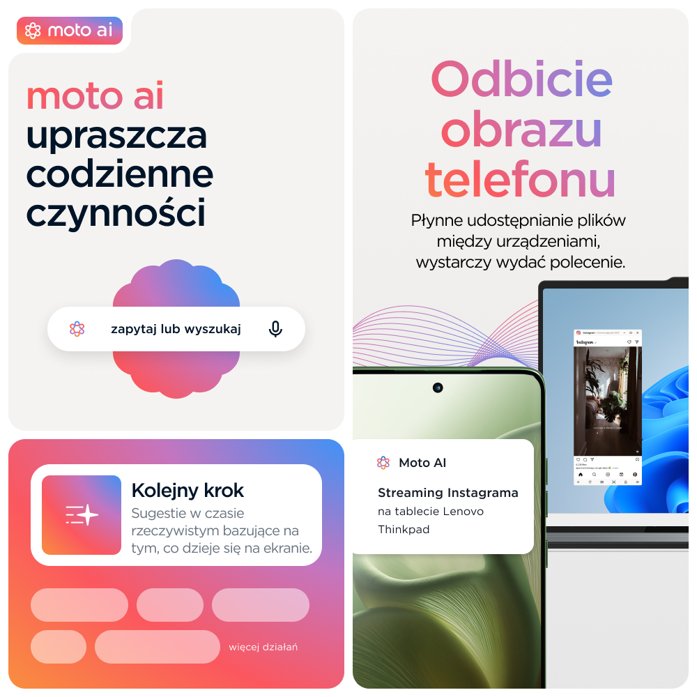 Moto AI ułatwia codzienne czynności i streamuje Instagram na Lenovo Thinkpad.