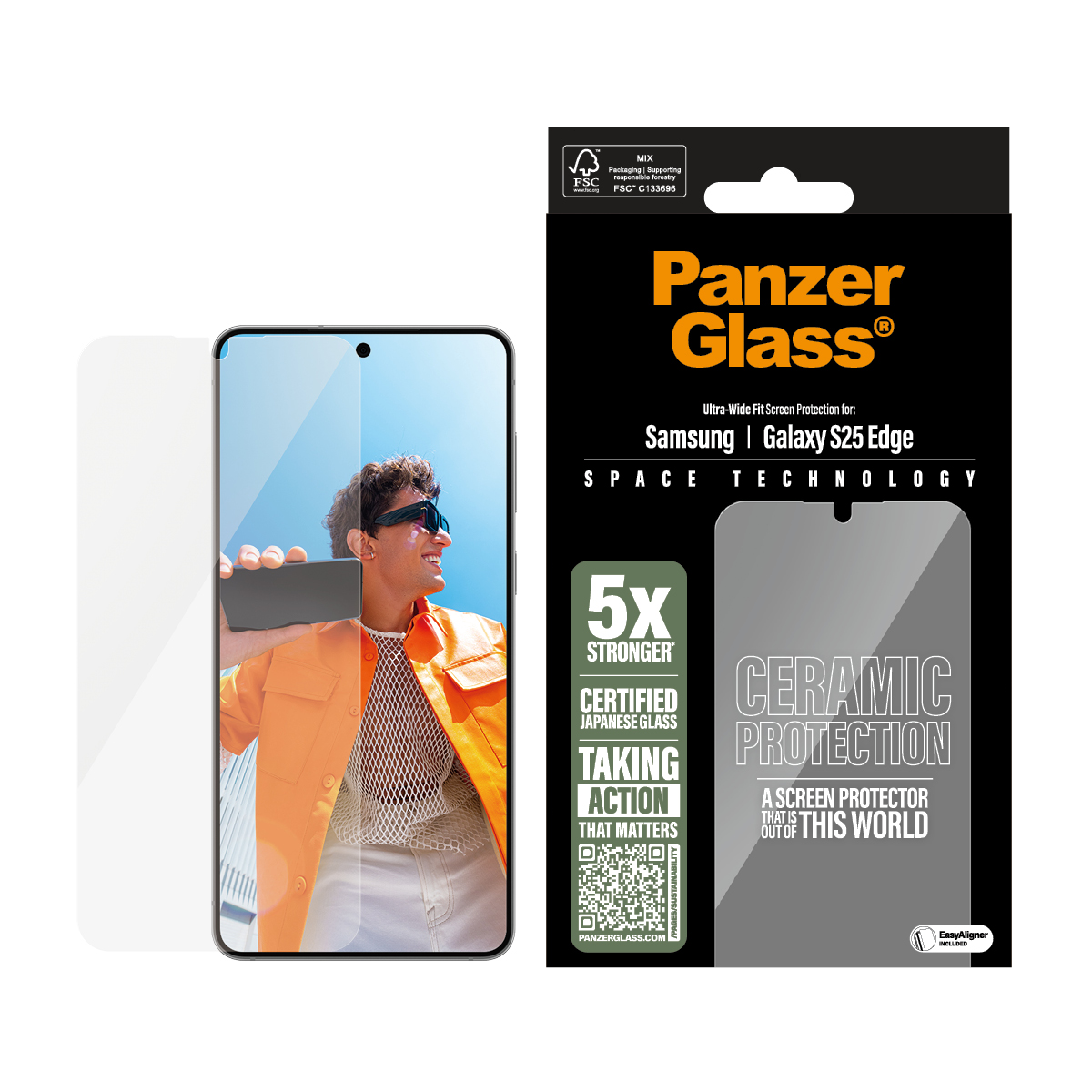 Panzer Glass Schutzfolie für Samsung Galaxy S25 Edge, Keramikschutz, 5x stärker.