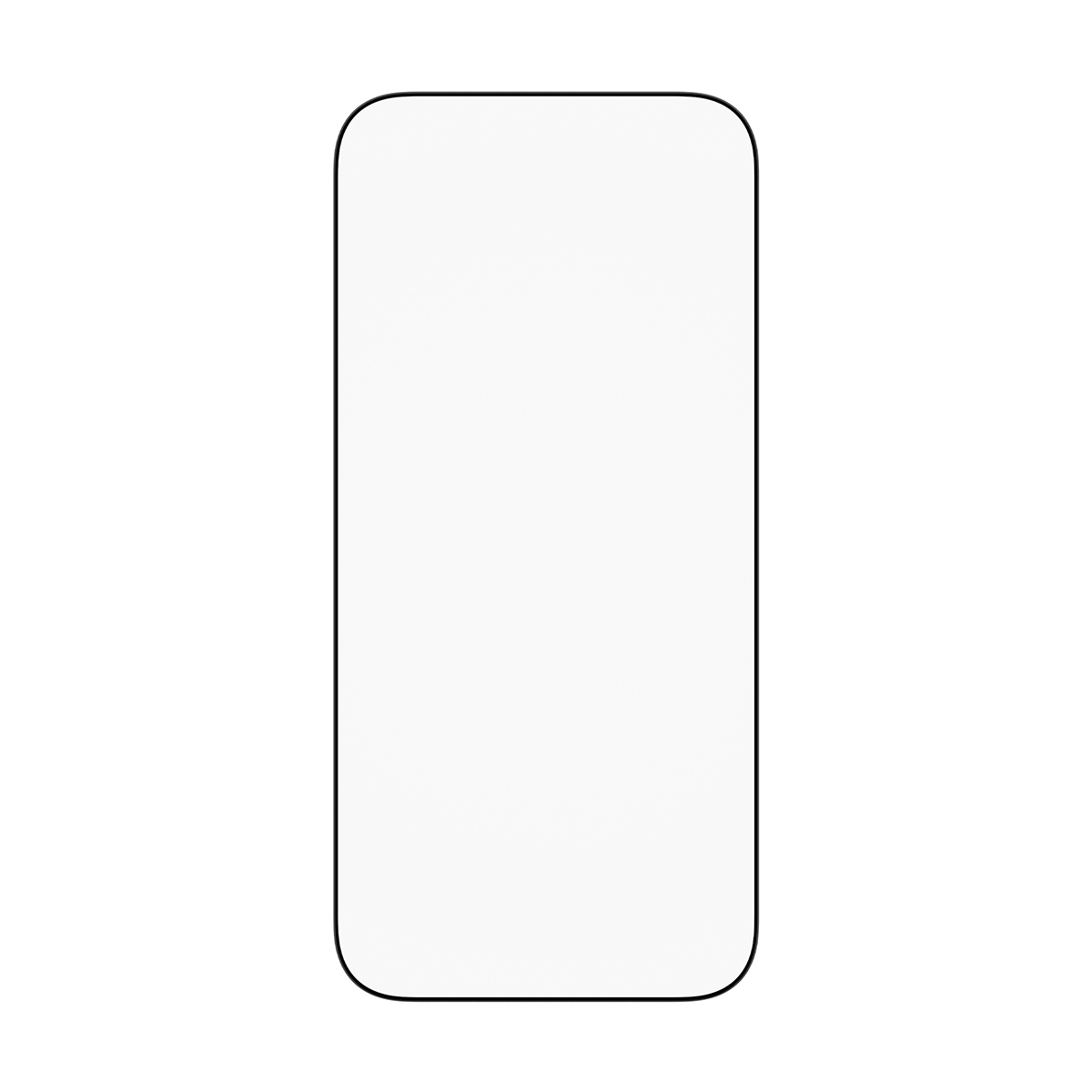 Ein einfacher schwarzer Umriss eines Smartphones auf weißem Hintergrund.