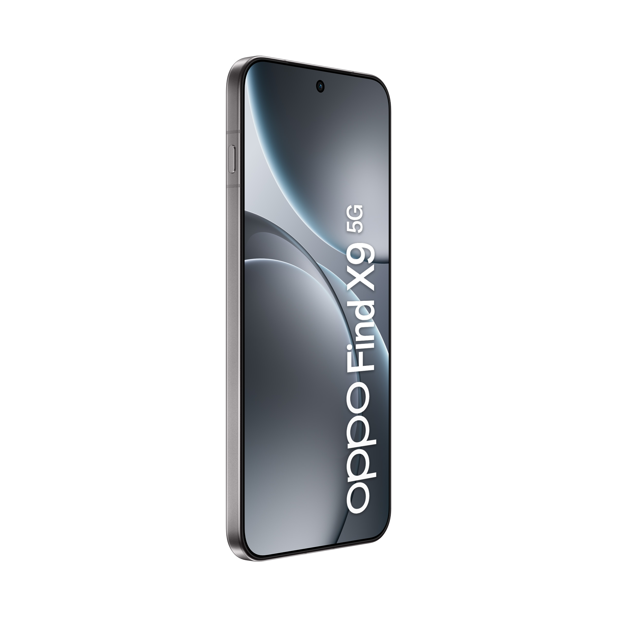 Szary smartfon z napisem Oppo Find X9 5G na ekranie.