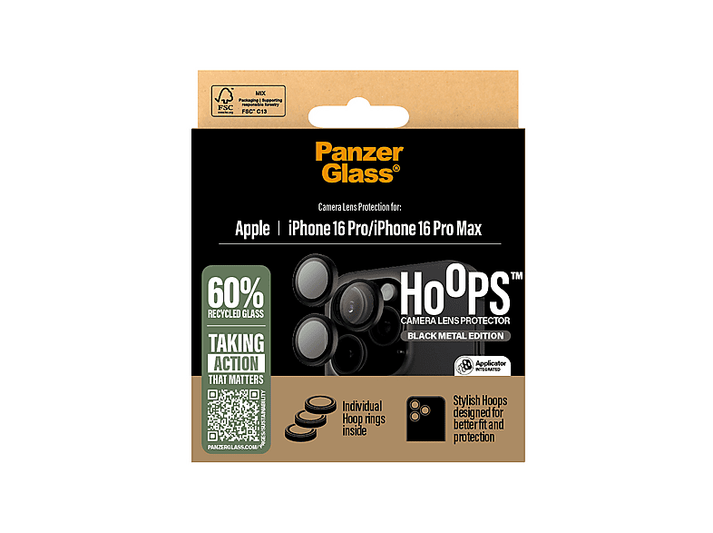 PanzerGlass Hoops Camera Lens Protector, Kamera-Schutzglas, für Apple iPhone 16 Pro/16 Pro Max — Foto 2 von 5