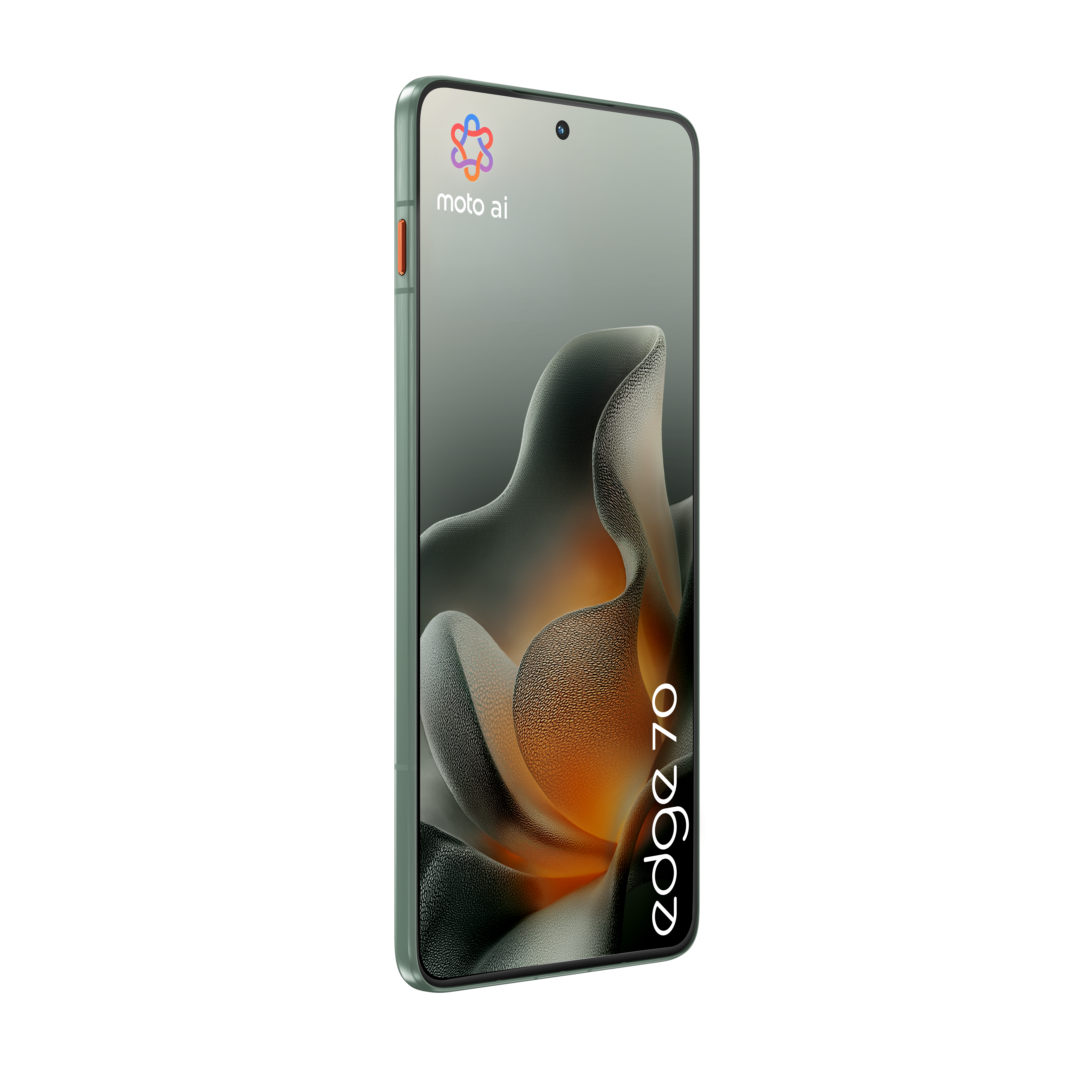 Zielony smartfon z napisem "edge 70" na ekranie.
