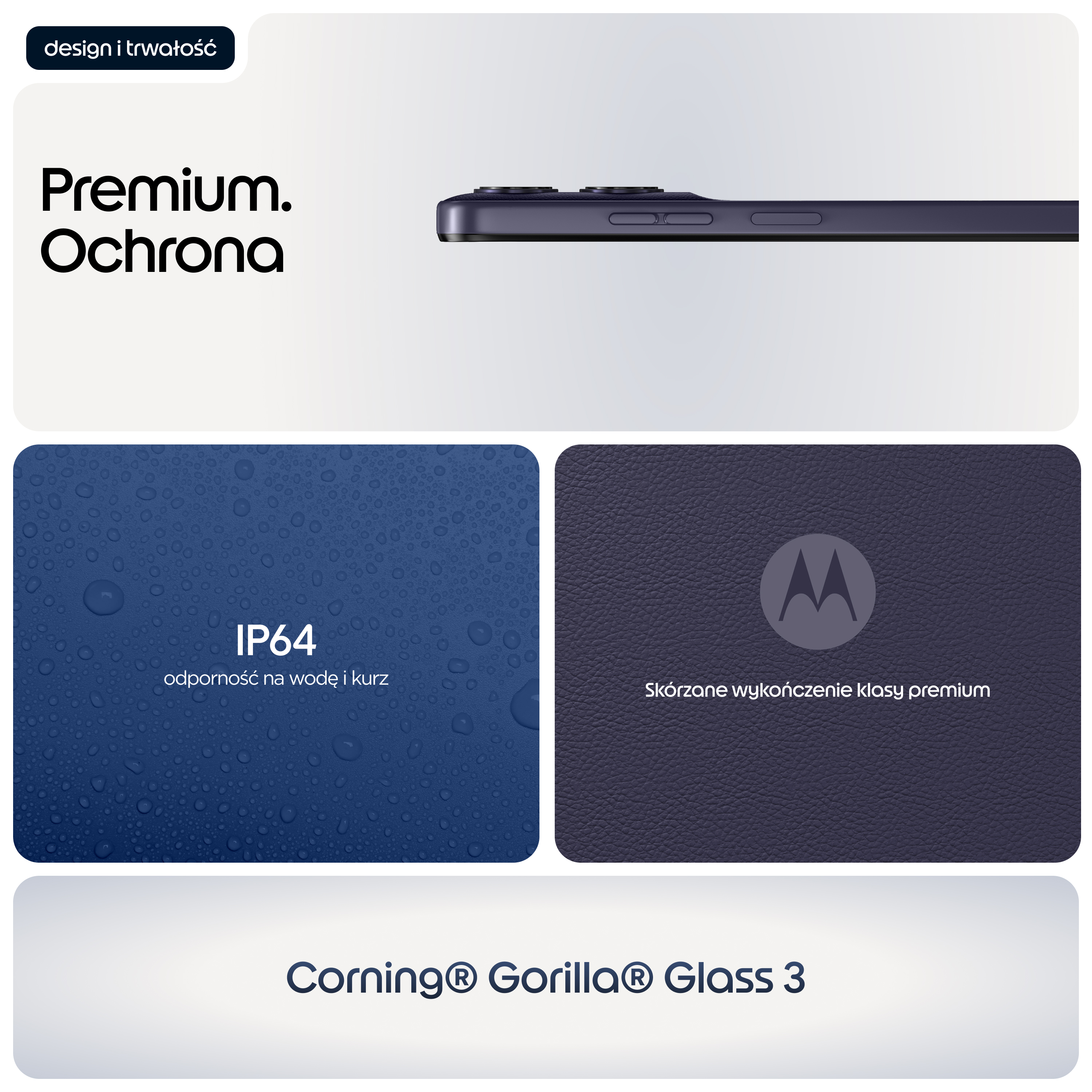 Smartfon z ochroną IP64, skórzanym wykończeniem i Gorilla Glass 3.