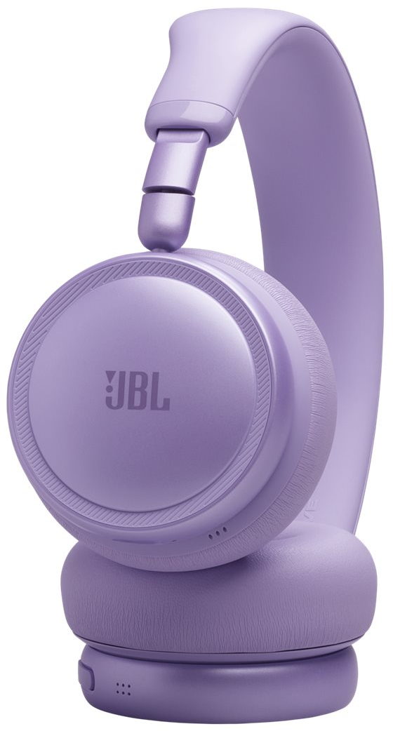 Lila JBL Kopfhörer mit gepolstertem Bügel und Ohrmuscheln.