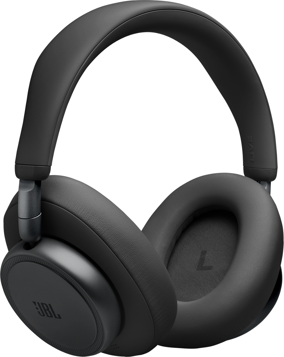 Schwarze JBL Kopfhörer mit gepolsterten Ohrmuscheln und Kopfbügel.