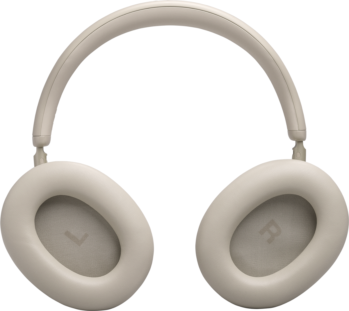 Beigefarbene Over-Ear-Kopfhörer mit gepolstertem Kopfbügel und Ohrmuscheln.