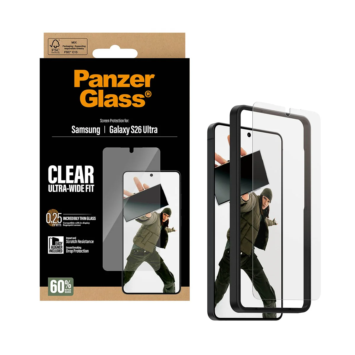 Protezione schermo Panzer Glass per Samsung Galaxy S26 Ultra, chiara, ultra-larga