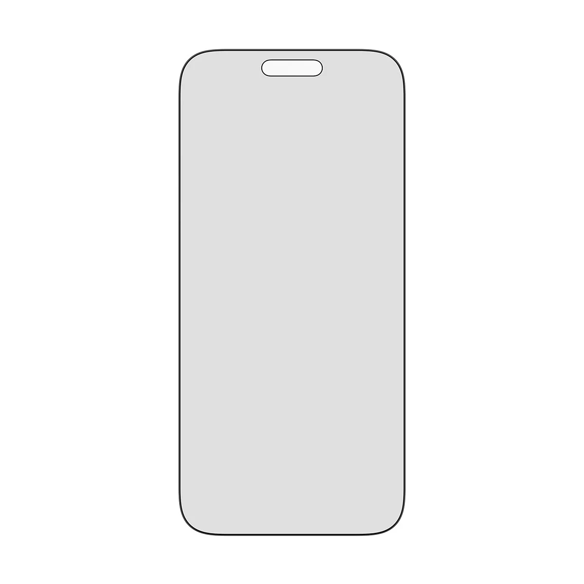 Un protecteur d'écran de smartphone gris avec une découpe en haut.