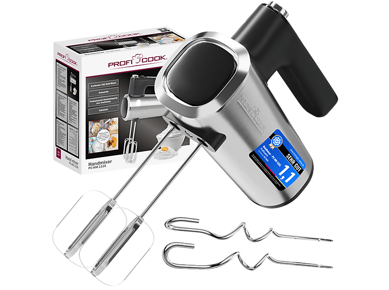 Profi Cook PC-HM 1335 Handmixer (Edelstahl, 400 Watt)