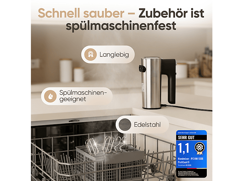Profi Cook PC-HM 1335 Handmixer (Edelstahl, 400 Watt) — Foto 4 von 5