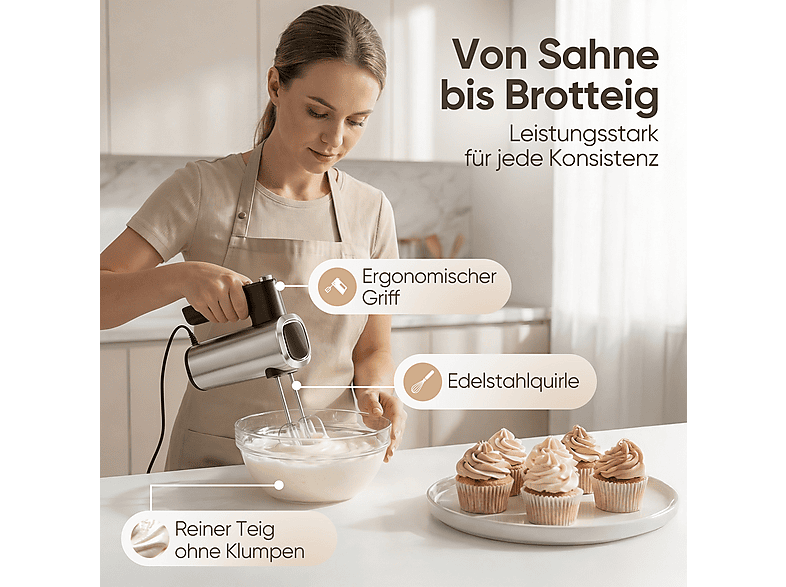 Profi Cook PC-HM 1335 Handmixer (Edelstahl, 400 Watt) — Foto 5 von 5