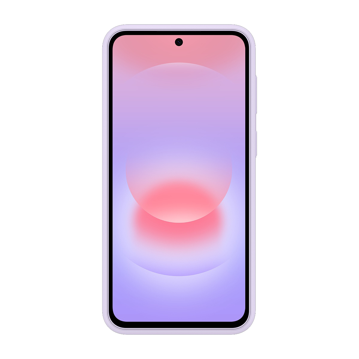 Pembe ve mor degrade arka planı gösteren mor bir akıllı telefon.