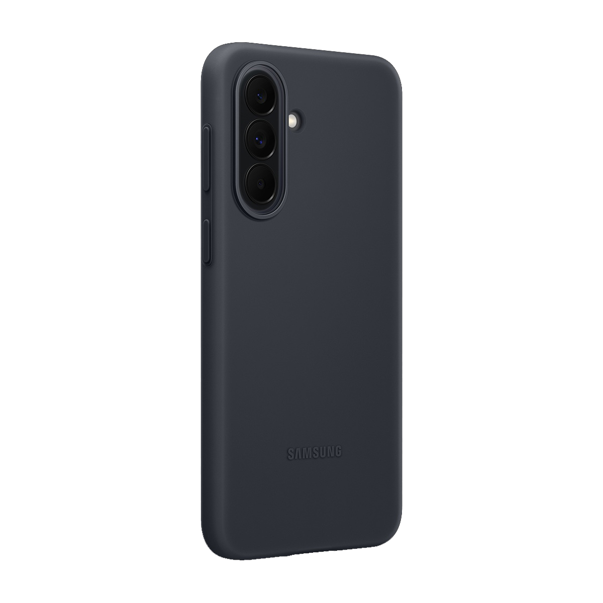 Üç kameralı, Samsung logolu koyu gri telefon kılıfı.